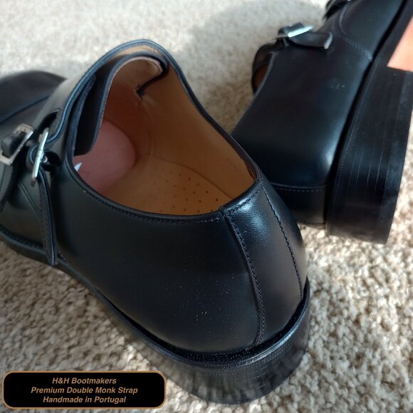 H&H Bootmakers Premium Double Monk Strap–Handmade in Portugal–Size: US 8.5 to 9 - Picture 1 of 5